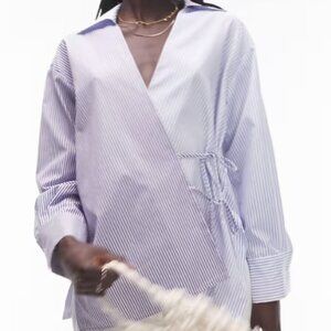NWT Topshop mix and match wrap shirt in blue